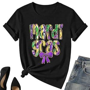 Mardi Gr Gnome Shirt for Women – Fat Tuesday Tee Tops New Orleans Party Short Sleeve XXL