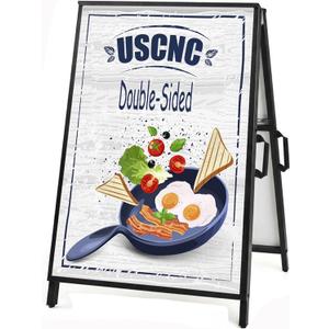 USCNC 24 x 36 Heavy Duty Slide-in Folding A-Frame Sidewalk Sign Black Coated Steel Metal Double-Sided Pavement Sign (Frame only)