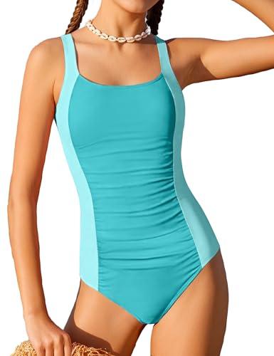 TyeSmo Teen Swimsuits for Girls 15-16 Girls Bathing Suits Size 15-16 One Piece Solid Color Girl One Piece Swimsuits Size 15 16 Adjustable Straps Padded Swimwear
