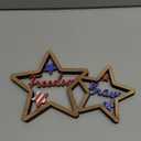 COCHIE 4th of July Decorations Patriotic Memorial Day Wooden Star Tiered Tray Decor, Freedom Sign, Brave Sign, Fourth of July Red Blue and White Decoration for Home Office Table Shelf (Siamese Stars)