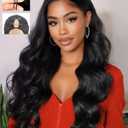 V Part Wigs Human Hair Body Wave 18 Inch 200% Density Body Wave Upgrade U Part Human Hair Wigs with Drawstring No Sew In No Glue Half Wigs Human Hair V Shape Clip In Half Wig For Black Women