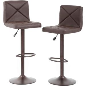 BestOffice Bar Stools Set of 2, PU Leather Swivel Bar Stools Kitchen Counter Height Bar Chairs with Hydraulic Adjustable for Kitchen, Dining Room and Restaurants (Brown)