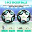Youth Soccer Ball Size 3/4/5, Kids Outdoor Play Game Training Practice Soccer Ball for Teen Boy Girl Indoor Outdoor with 1 Pump 1 Net Bag and 1 Gift Box (White 2 packs)