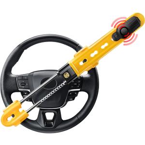Steering Wheel Lock with 113dB Alarm, ELECTOP Heavy Duty Anti-Theft Car Device Car Wheel Lock with Adjustable Locking and 2 Keys, Car Security Lock Car Alarm System for Auto Truck Van SUV, Yellow