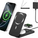 XNYAND Compatible MagSafe 3 in 1 Wireless Charging Station for Apple, Magnetic Foldable Charger Stand for iPhone 17/16/15/14/13/12 Pro Max, Apple Watch Ultra/Series & AirPods Pro Fast Charging Dock
