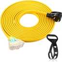 Tellegloww 25 FT Flat RV Generator Adapter Cord NEMA TT-30p to 3X 5-20R/5-15R, 30A to 110V 15/20 A Household Outlet Adapter, 10 Gauge Flat RV Generator Extension Cord, Etl Listed, Yellow