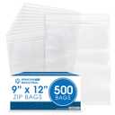 Spartan Industrial - 9 X 12 (500 Count) 2 Mil Clear Reclosable Zip Plastic Poly Bags with Resealable Lock Seal Zipper