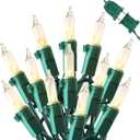 Hopolon 2 Pack 13ft 50 Clear Mini Christmas String Lights on Green Wire Cord for Indoor Outdoor Use, Connectable 120V Clear Tree Lights for Wedding, Bedroom, Porch Decor(Warm White)