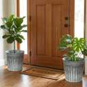 vensovo 12 Inches Silver Metal Rustic Plant Pots - 3 Pcs Large Galvanized Planters with Drain Hole and Rubber Plug, Rustproof Tin Bucket Flowerpot for Indoor Plants Farmhouse Vintage Style for Decor