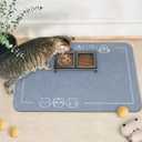 YCT Cat Pet Food Mat, Non-Slip Bottom Absorbent Quick Dry Feeding Mat for Dogs & Cats, Pet Supplies, 16.9"x24" Navy Blue