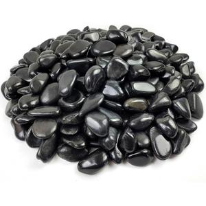 Black Pebbles for Indoor Plants, Natural Polished River Rocks, Small Decorative Stones for Planters Vase Fish Tank Aquariums Landscaping Garden, 5lbs
