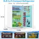 COWSAR 3.2 Cu.Ft Dorm Fridge with Freezer, Single Reversible Door Compact Refrigerator, Adjustable Thermostat, 2 Removable Shelves, Commercial Drink Fridge for Bedroom, Office, Kitchen, Dorm, White