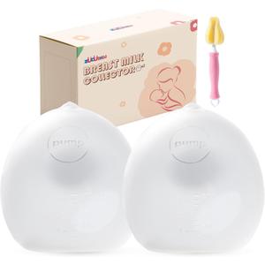 Breast Milk Collector (2 Counts), 3oz/100ml Silicone Breast Milk Collectors for Breastfeeding, Silicone Hands Free Breast Pump,BPA-Free Soft Breast Shel, Breastfeeding Essentials