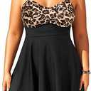 Aqua Eve Plus Size Two Piece Swimsuits for Women Tankini Bathing Suits Flowy Swim Dress with Shorts (Black Leopard)