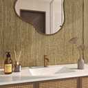 FunStick 24"x200" Gold Textured Wallpaper Peel and Stick Grasscloth Wallpaper Rolls for Walls Texture Removable Contact Paper Renter Friendly Self Adhesive Wallpaper for Bathroom Living Room Furniture