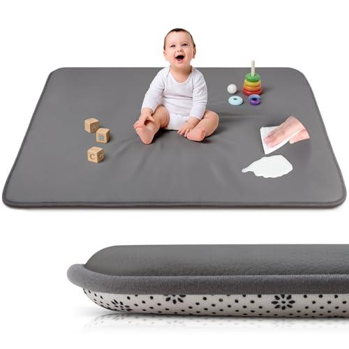 Baby Floor Play Mat,Soft Thick Foam Padded Tummy Time Playpen Mat,Waterproof Wipeable Kids Playmat for Babies 6-12 Months,Non-Slip Bottom for Crawling to Nursery Grey