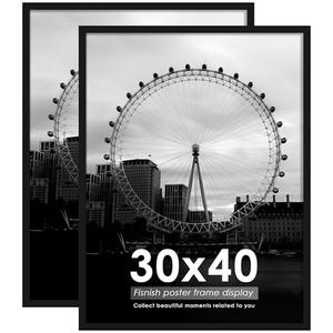 Fisnish 30x40 Picture Frame Black 4 Pack, with HD Plexiglass Durable and Scratch-proof, Classic Poster Frame for Horizontal or Vertical Wall Mountin