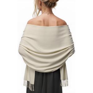 Women's Scarf Pashmina Shawls and Wraps for Evening Dress Wedding Bridal Bridesmaid Winter Warm Long Large Scarves (Beige)