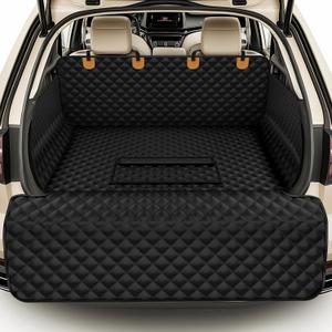 Waterproof SUV Cargo Liner for Dogs - Pu Leather Pet Car Seat Cover Protector with Bumper Flap, Non-Slip Backseat Mat for SUVs, Sedans, Vans Trunk | Easy Clean, Scratch Resistant (Black, Extra Large) (XL)