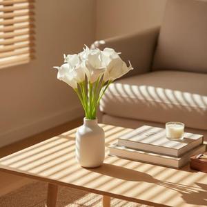 Etouxue 12Pcs White Calla Lily Artificial Flowers Bouquet for DIY Wedding Bride Shower Blessing Gift Home Decoration Faux Calla Flower Centerpiece Mother's Day Women's Day Gifts Decorations