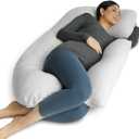 Pharmedoc Pregnancy Pillows, UShape Full Body Pillow Removable Cover Jumbo Size Light Gray Pregnancy Pillows for Sleeping Body Pillows for Adults, Maternity Pillow and Pregnancy Must Haves