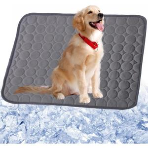 Summer Dog Cooling Mat,2025 Ice Silk Self Cooling Pad for Dogs Cats,Washable & Portable Cooling Dog Bed Indoor Outdoor(Grey,28''x22'')