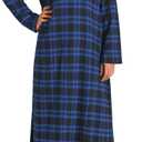 Esenchel Women's Plus Size Long Cotton Flannel Nightgown (4X-Large Plus, Blue)