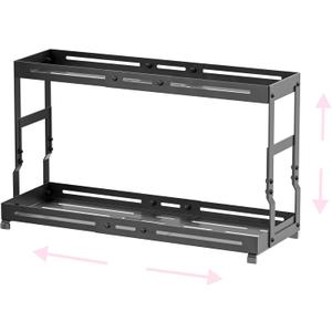 Adjustable Sturdy Metal Shelving Unit2-Tier Organizer Countertop,Suitable for Kitchen Countertop, Bathroom, Makeup Table, Store Large Skincare etc (1pack/Black)