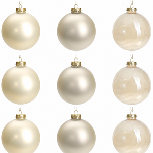 Glass Christmas Ball Ornaments, Set of 9, 3' Hanging Christmas Baubles for Xmas Tree Decoration, Wedding Party Gift