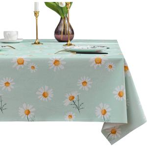 Rectangle Table Cloth,100% Waterproof Tablecloth OilProof SpillProof Vinyl Table Cloth, Wipe Clean Plastic Table Cover for Dining, Camping, Indoor and Outdoor 54" x 120",Mum Bloom