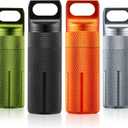 Patelai 4 Pcs Portable Keychain Pill Holder Pill Organizer Travel Waterproof Match Container Aluminum Airtight Keychain Container Travel Size Storage Supplements Holder for Outdoor Camping, (Vintage)