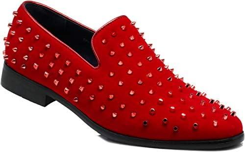 SPK26 Men's Vintage Velvet Rhinestone Designer Dress Loafers Slip On Shoes Classic Tuxedo Dress Shoes, 10