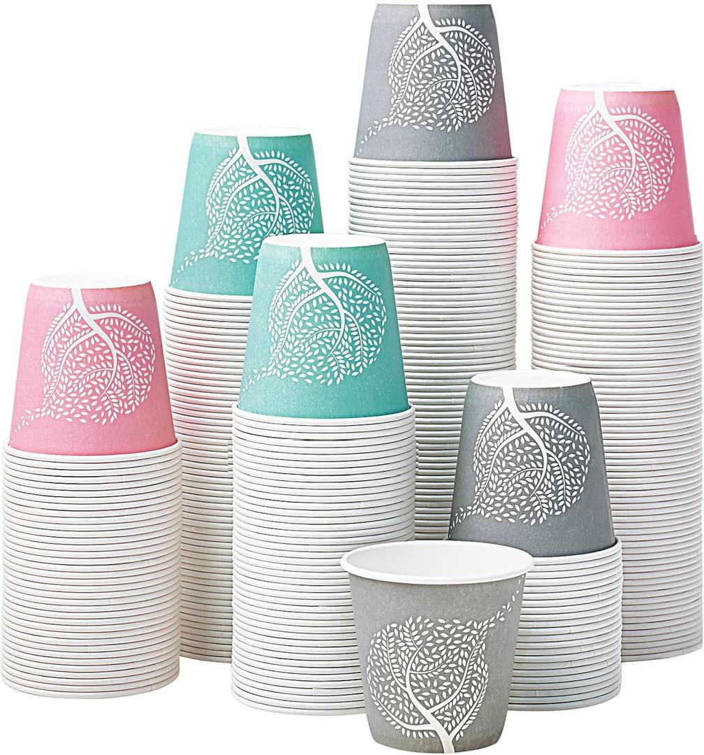 LITOPAK 300 Pack 3 oz Disposable Bathroom Cups, Colorful Small Disposable Paper Cups for Parties, Picnics, Barbecues, Travel and Events