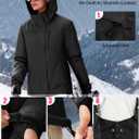 FREE SOLDIER Women's Waterproof Ski Snow Jacket Fleece Lined Warm Winter Rain Jacket with Hood Fully Taped Seams (Black)