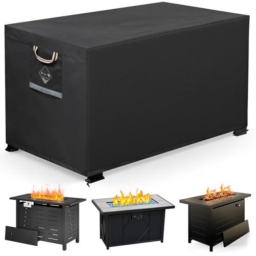 QH.HOME Fire Pit Cover Rectangular Super Waterproof 44" L x 28" W x 24" H, UPF 50+ Outdoor Fire Pit Table Cover 600D Strong Tear Resistant and Fading Resistant for Rectangular Fire Pit - Black