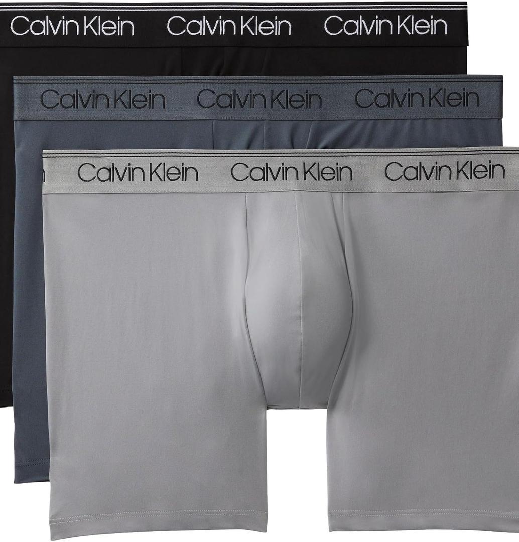 Calvin Klein Men's Micro Stretch 3-pack Boxer Brief (Large, Black, Turbulence, Griffin)