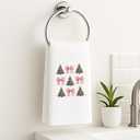 2 x Pink Bow Christmas Tree Hand Towel 16x24 Inches  Elegant Holiday Decor Towel for Bathroom, Kitchen or Guest Room
