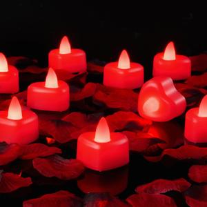 Amagic 1000 Pieces Red Artificial Rose Petals with 12 Red Heart LED Tea Lights, Rose Petals and Candles Set for Proposal, Anniversary, Romantic Night, Wedding Decor