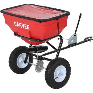 Tow Behind Broadcast Spreader, 130LBS, Universal Hooks Tow/Push Garden Spreader for UTV, ATV, 30 Adjustable Settings, 9.8 ft Spreading Width, Lawn Spreader for Seed, Fertilizer, Salt, Ice Melt