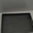 EDHAS Acacia Wood Rectangle Black Serving Tray for Breakfast Dinner Drinks Kitchen Dining Living Bathroom with Handle (15" x 10" x 1.6")