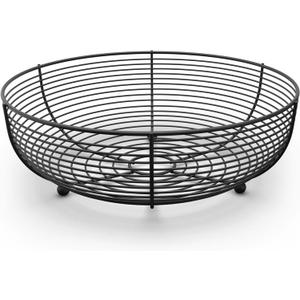 CAXXA Countertop Fruit Bowl, Wire Basket for Fruits, Breads, Vegetables,Snacks, Black