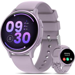 Smart Watches for Women(Answer/Make Calls), 1.27'' AMOLED Screen Activity Trackers with Heart Rate/Sleep/SpO2 Monitor, Smartwatch for iPhone/Samsung/Android,120+ Sport IP68 Fitness Watch 2Bands Violet