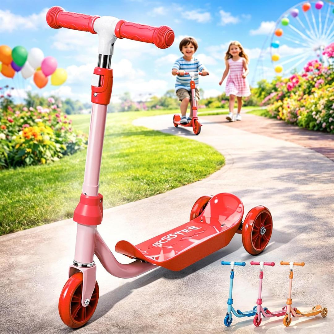 Kids Scooter Ages 3-7 - Three Wheel Preschool Toddler Kick Scooters,Safer Steering,Light Up Wheels, Adjustable Handlebar, Wide Anti-Slip Deck, Birthday for Boys Girls - Blue