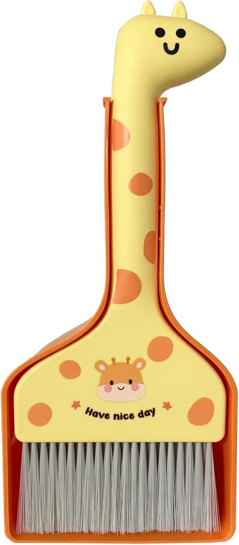 Small Broom with Dustpan Combo Set Cartoon Mini Broom and Dustpan Set Cute Cleaning Kit for Home Office Floor Counter Pet Nest (Orange)