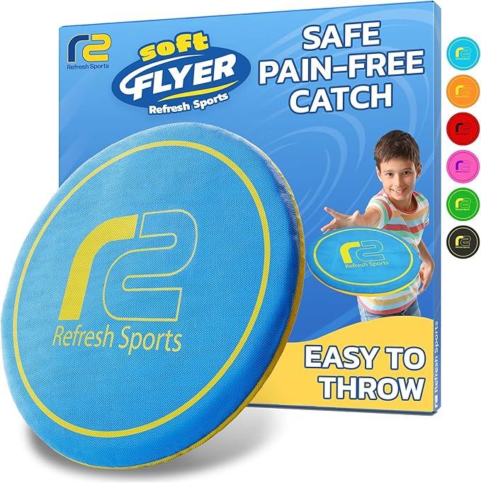 Refresh Sports Fun Flying Toy Easter Gift for Kids, Teens, and Adults - Beach Soft Disc, Durable Design Floats On Water! - Easter Basket Stuffers for Teens - Soft Friisbee - Outdoor Toys for Kids (Blue/Yellow)