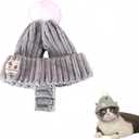 Warm Knitted Pet Beanie - Winter Dog Cat Hat with Ear Holes, Soft Dog Knit Cap, Pet Knit Hat, Dog Beanie Hat, Cozy Pet Winter Hat, Dog Cap, Furry Friend Ear Hole Beanie (Grey, Medium)