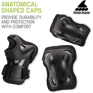 Rollerblade Skate Gear, Knee Pads, Elbow Pads and Wrist Guards, Inline Skating, Multi Sport Protection, Unisex, Black, Medium