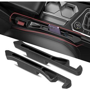 Car Seat Gap Filler 2Pack, Inserts Between Seats Console with Organizer Storage Upgraded Phone Holder Car Side Seat Gap Fillers Cars Front Seats Fill Plug Car Essentials for Vehicle SUV Truck (Black)