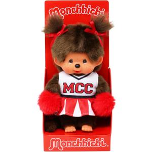 Sekiguchi 252879 Original Monchhichi Girl's Cheerleader Cuddly Toy Approx. 20 cm Brown Plush
