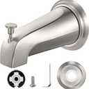 Tub Spout with Diverter, Slip-Fit Bathtub Faucet Replacement for 1/2" Copper Pipe, Includes Metal Cover Ring (Brushed Nickel)